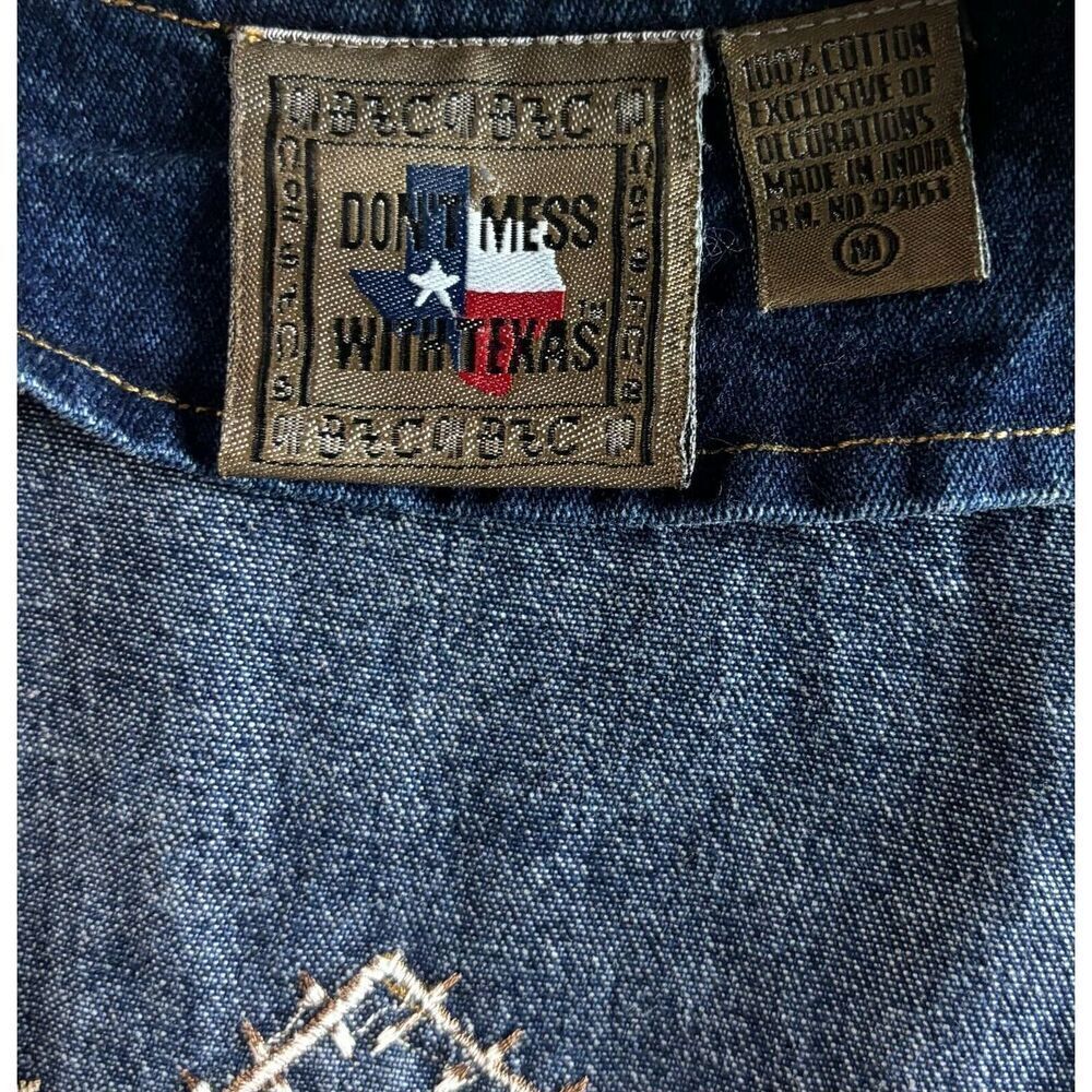 Studded Western Sleeveless Cropped Vest Size Medium Cross Blue Boho Festival - Picture 11 of 13